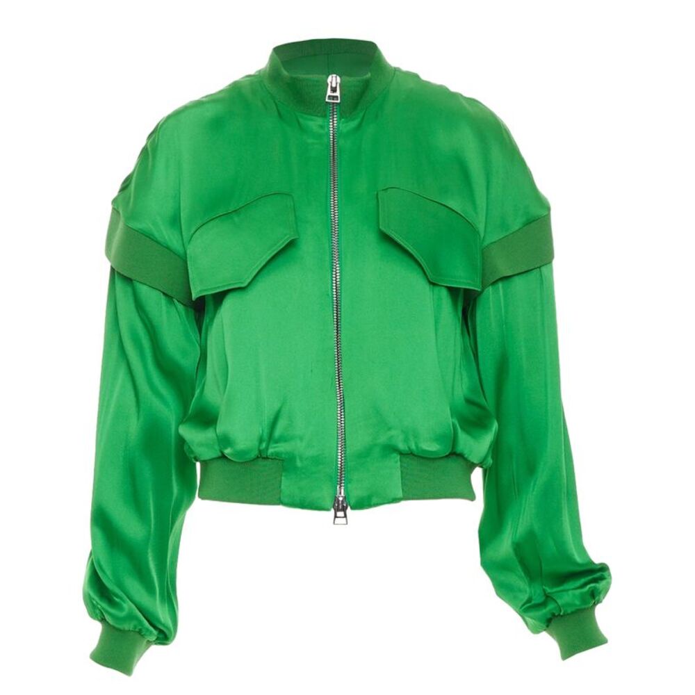 Tom Ford Green Satin Panel Bomber Jacket